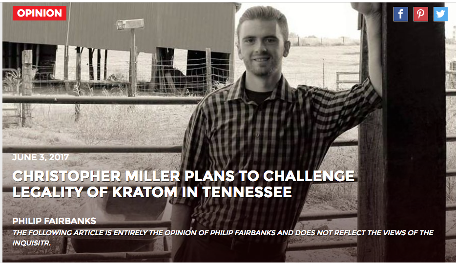 Christopher Miller Plans To Challenge Legality of Kratom in Tennessee